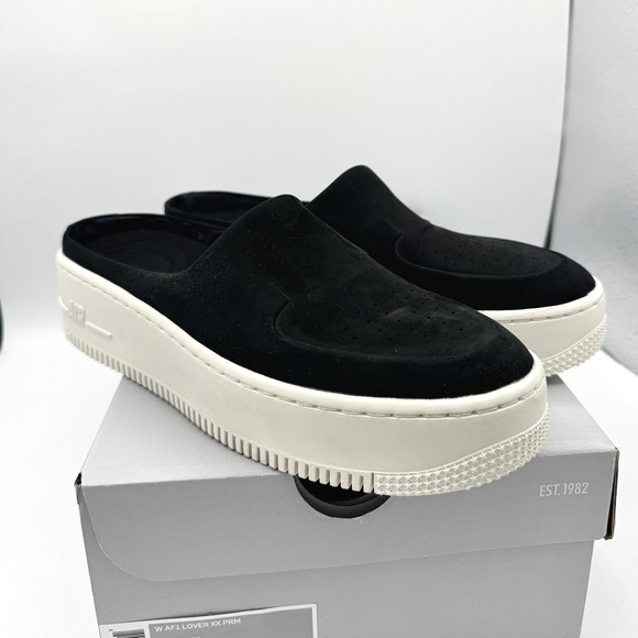 NWT Nike Air Force 1 Lover XX Black Suede Leather Slip On Mule Platform Sneakers - Picture 7 of 16